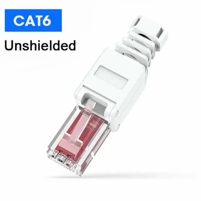 Wtyczki RJ45 Cat8 Cat7 Cat6A beznarzędziowe, ekranowane Czerwony