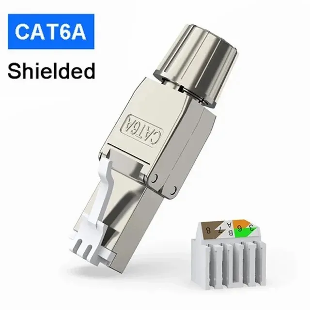 Wtyczki RJ45 Cat8 Cat7 Cat6A beznarzędziowe, ekranowane Niebieski