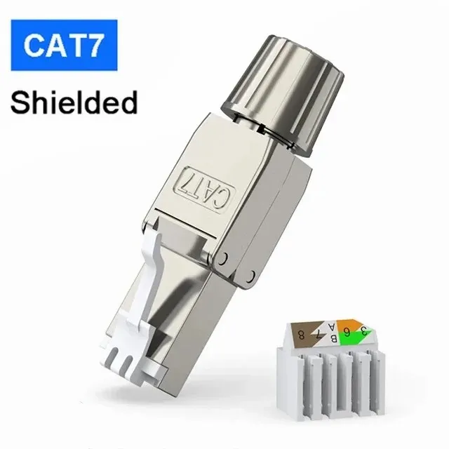 Wtyczki RJ45 Cat8 Cat7 Cat6A beznarzędziowe, ekranowane Zielony