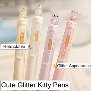 Wysuwane długopisy żelowe kawaii 0,5 mm, 4 szt. Biały