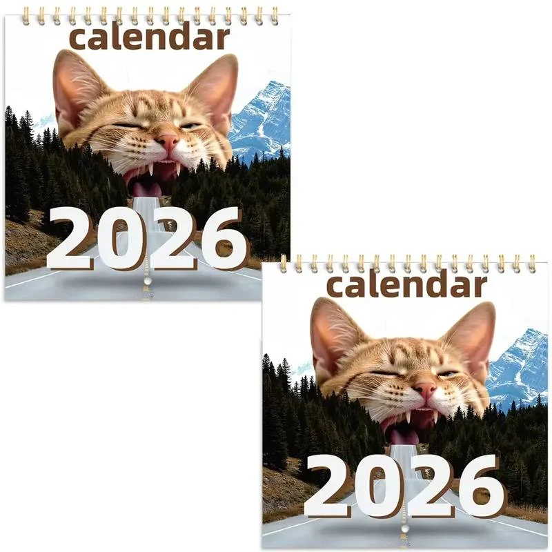Zabawny kalendarz 2026 z kotami i dziurkami Wielo