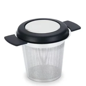Zaparzacz do herbaty ze stali nierdzewnej z silikonowymi uchwytami Czarny