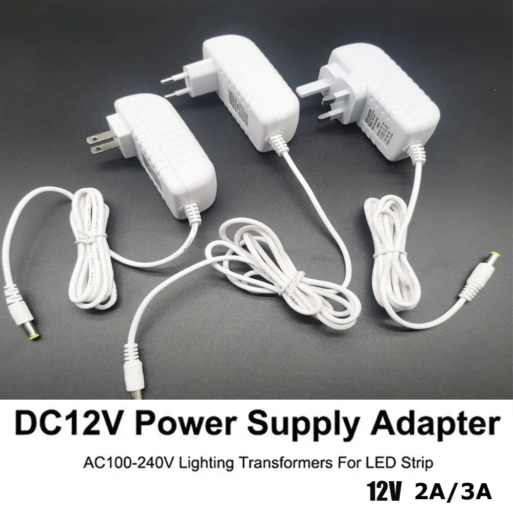 Zasilacz 12V 2A 3A z wtyczką - adapter do taśm LED Niebieski