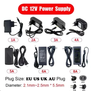 Zasilacz 12V do kamer i taśm LED - konwerter CCTV Brązowy