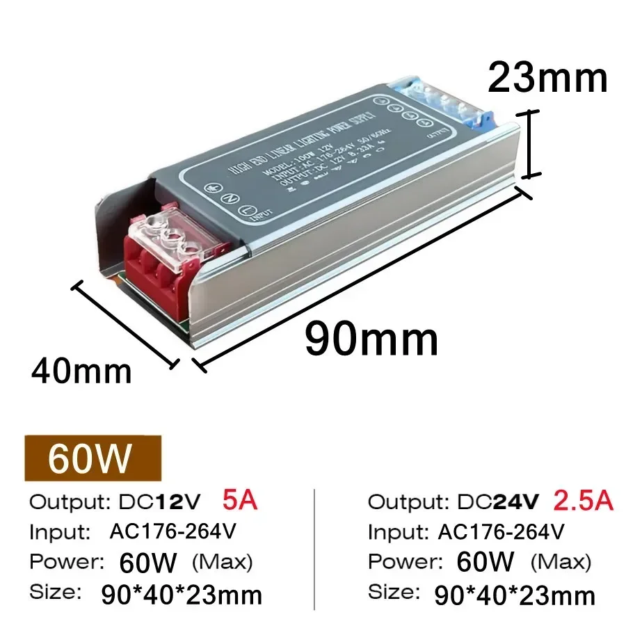 Zasilacz impulsowy LED 12V/24V - transformator 60-400W Beżowy