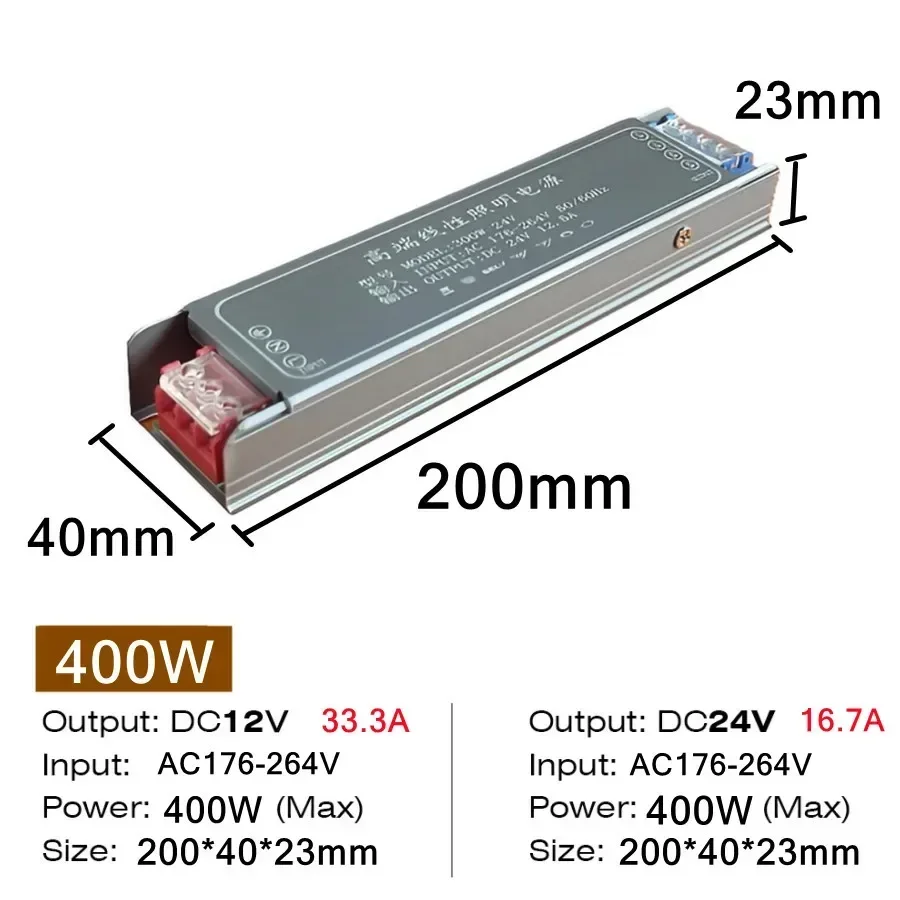 Zasilacz impulsowy LED 12V/24V - transformator 60-400W Czerwony