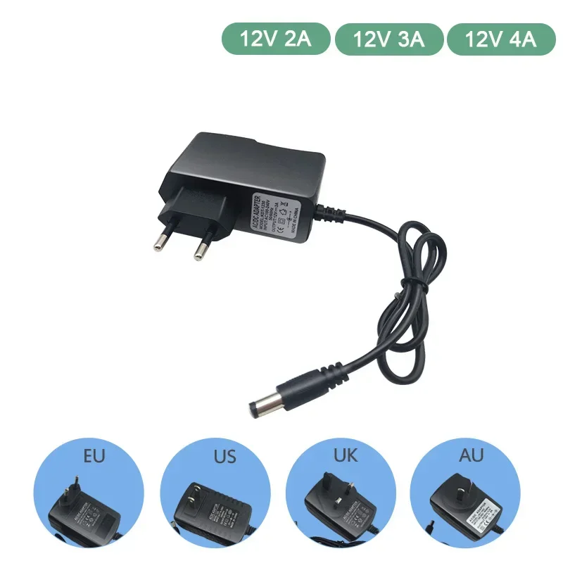 Zasilacz LED 12V - transformator adapter do taśm 1-8A Czarny