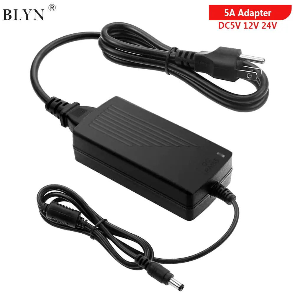 Zasilacz LED 5A – transformator 12V z wtyczką do taśm Niebieski