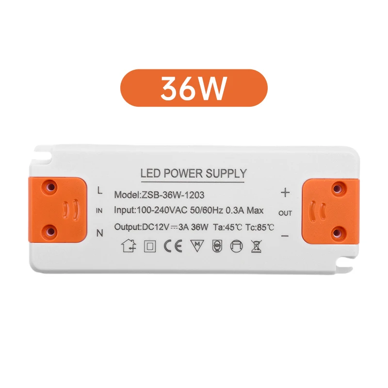 Zasilacz transformator LED 12-36W 12V do taśm Brązowy