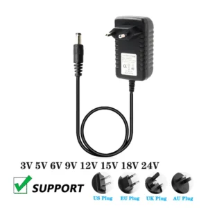 Zasilacz uniwersalny 220V – regulowany adapter 3–24V Niebieski