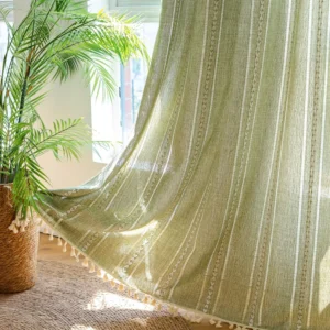 Zasłona boho haftowana bawełniana do jadalni i sypialni chic żółty