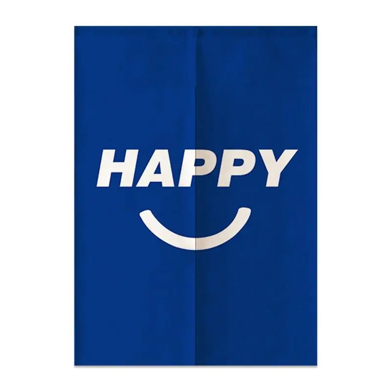 Zasłona drzwiowa noren japońska happy face do kuchni i łazienki Niebieski