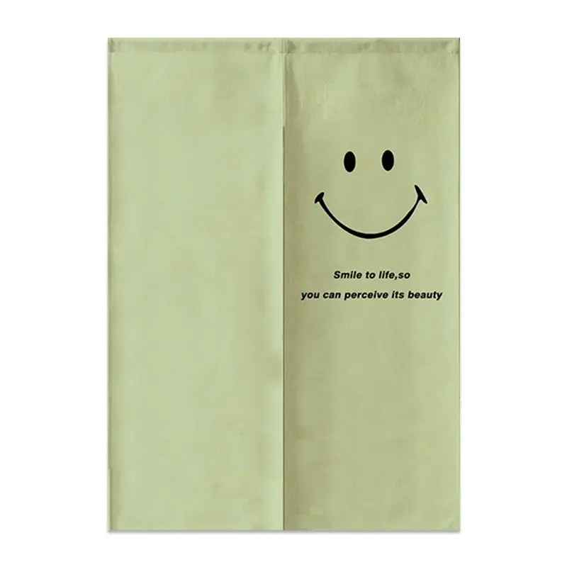 Zasłona drzwiowa noren japońska happy face do kuchni i łazienki żółty