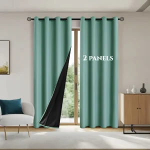 Zasłona zaciemniająca 100% przelotki – 2 panele do sypialni Błękitny