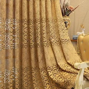 Zasłony khaki z ośmiokątnymi detalami do salonu i sypialni Brązowy