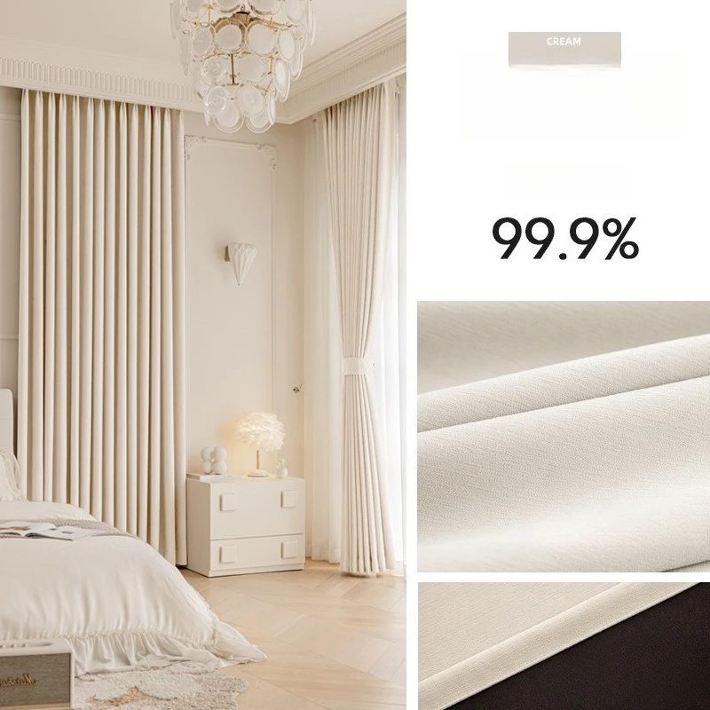 Zaciemniające zasłony z tkaniny Chenille — izolacja i elegancja do salonu Biały