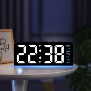 Zegar LED w kształcie korony z podświetleniem atmosferycznym USB Niebieski