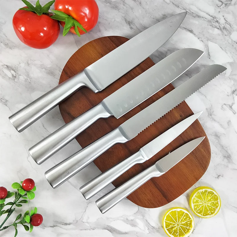 Zestaw 5 noży kuchennych ze stali nierdzewnej z drążonym uchwytem Five piece knife set