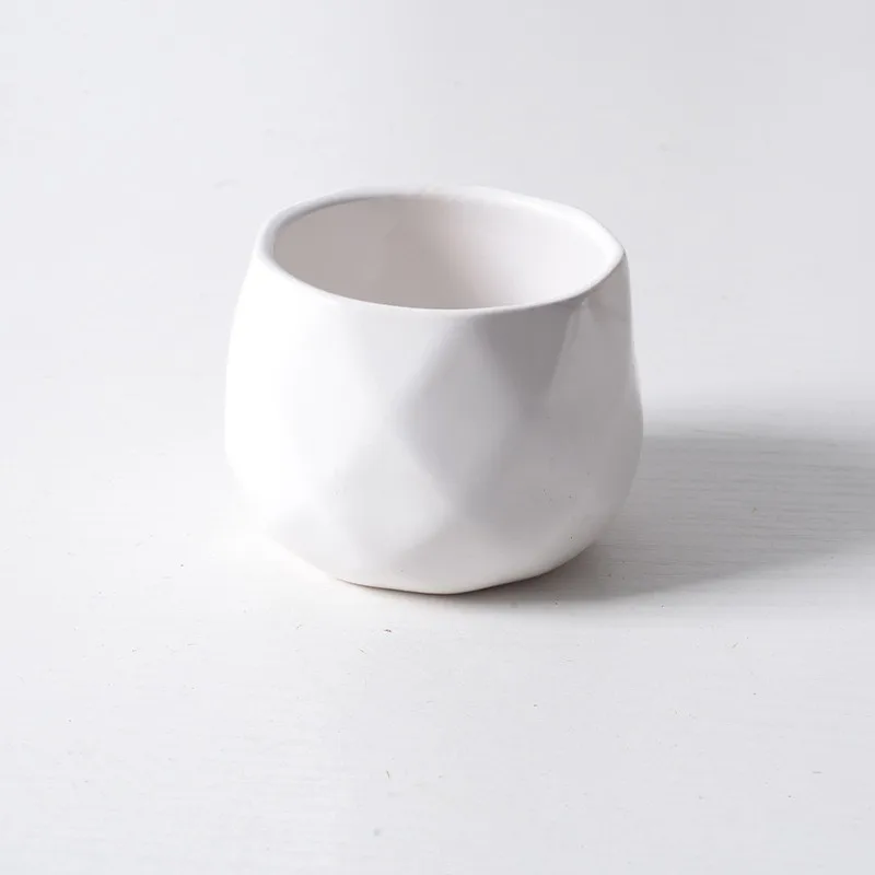 Zestaw 6 ceramicznych doniczek do sukulentów i bonsai Biały