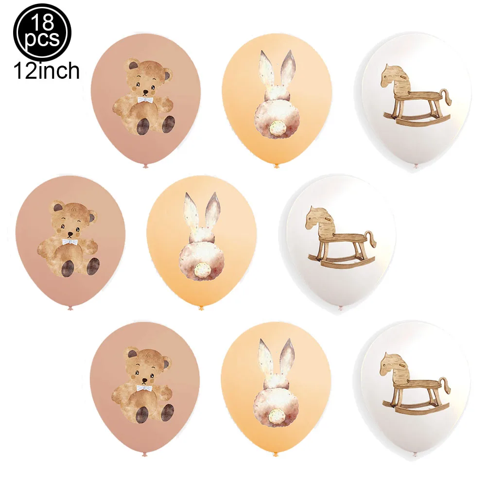 Zestaw dekoracji na baby shower z misiem - baner i girlanda Balon lateksowy