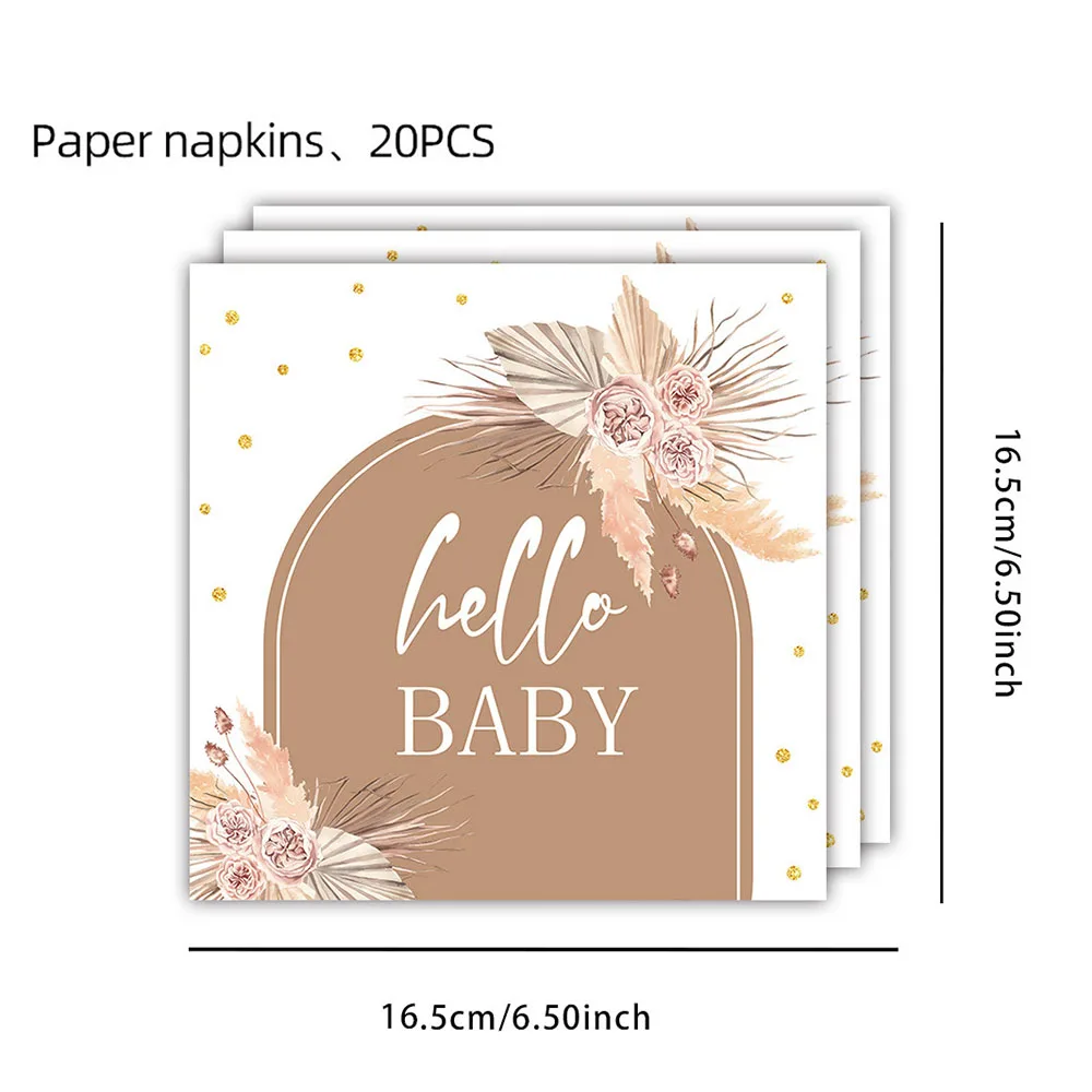 Zestaw dekoracji na baby shower z misiem - baner i girlanda Papier serwetkowy