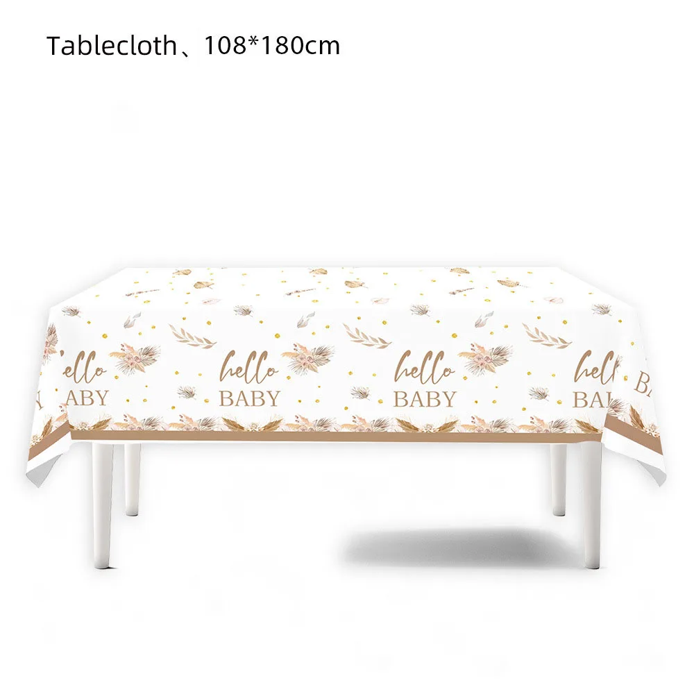 Zestaw dekoracji na baby shower z misiem - baner i girlanda Plastikowa obrus