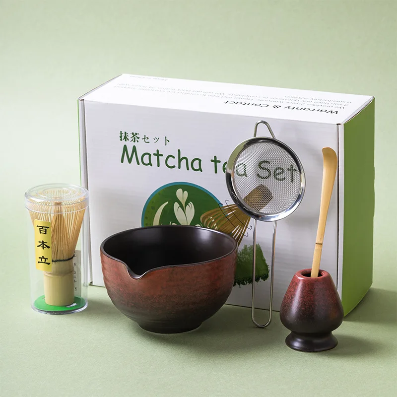 Bambusowo-ceramiczny zestaw do parzenia matcha — 5 elementów Kawa