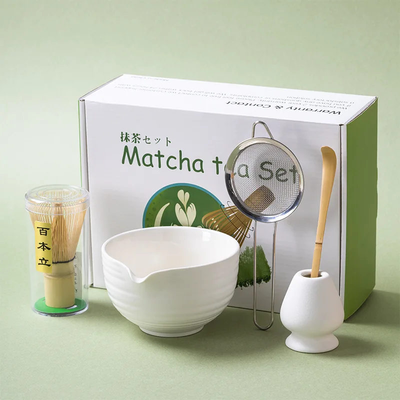Bambusowo-ceramiczny zestaw do parzenia matcha — 5 elementów Lekka kawa