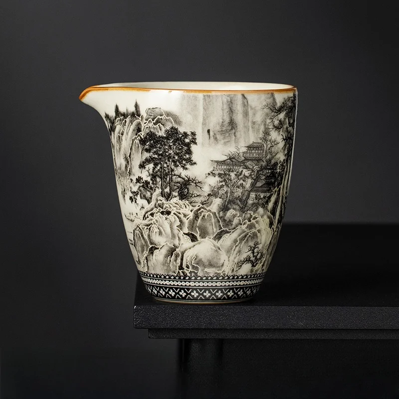 Zestaw Gaiwan z porcelany Ru Kiln do ceremonii herbaty Jasnoszary