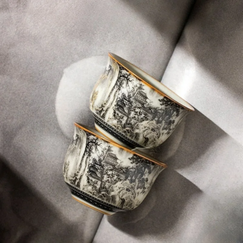 Zestaw Gaiwan z porcelany Ru Kiln do ceremonii herbaty Jasnozielony
