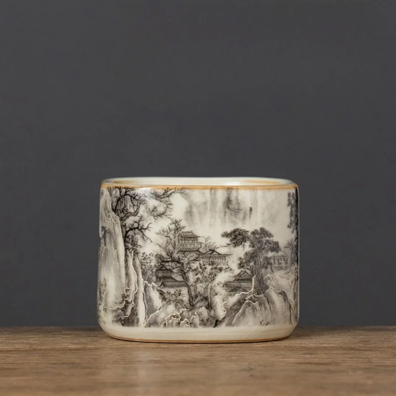 Zestaw Gaiwan z porcelany Ru Kiln do ceremonii herbaty Jasnożółty