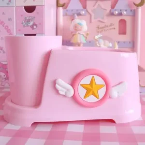 Zestaw łazienkowy Kawaii Sakura — kubeczek i uchwyt na szczoteczki Brąz