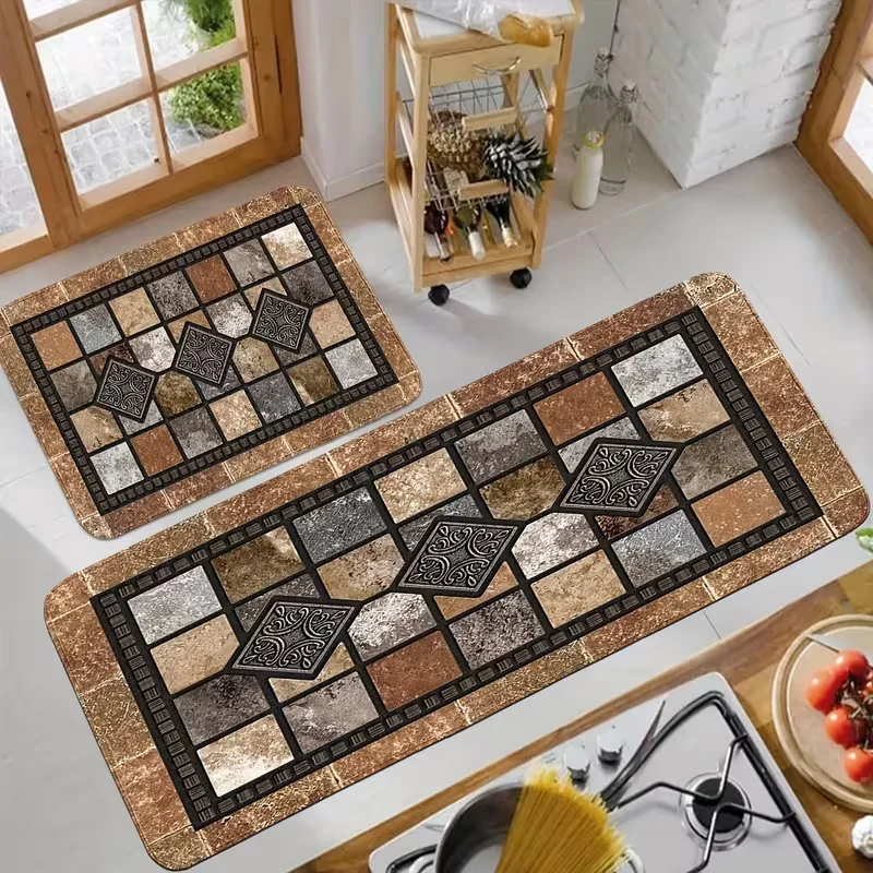 Zestaw mat kuchennych geometryczny dywanik w stylu farmhouse 50x80 50x150