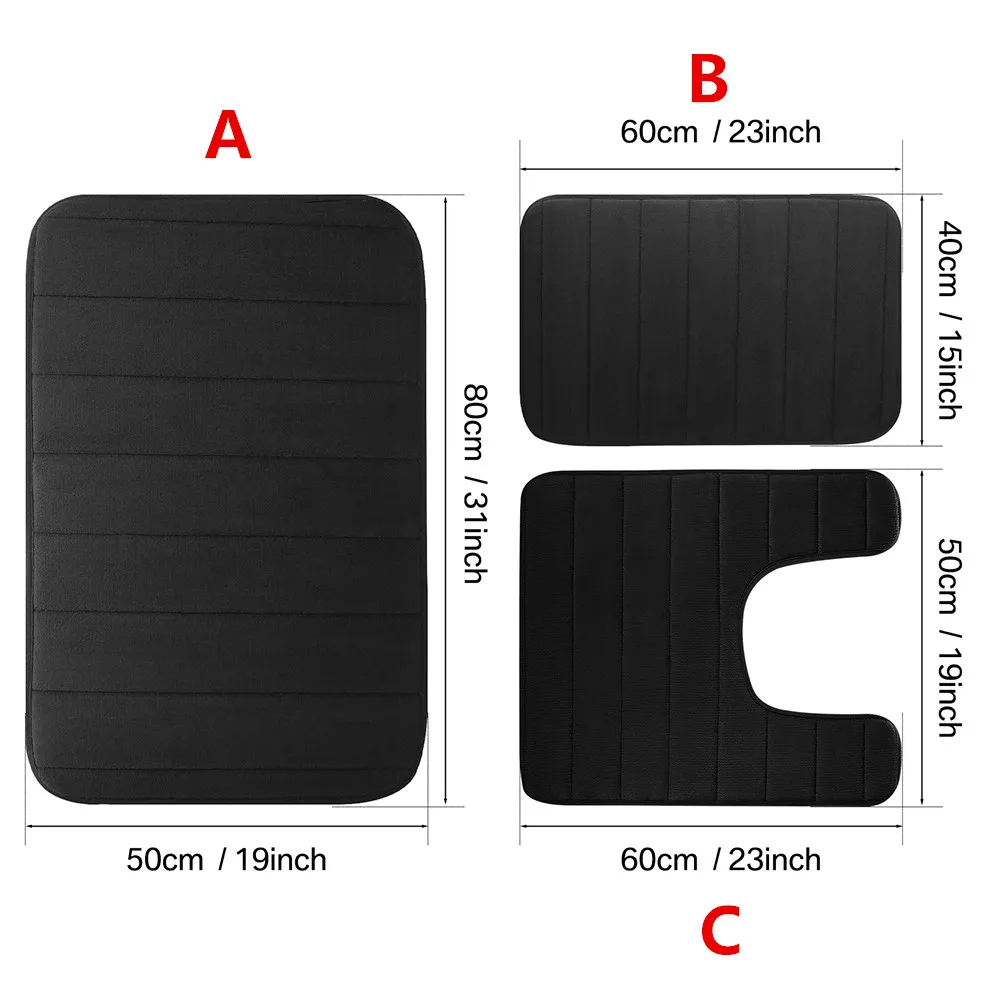 Zestaw mat łazienkowych memory foam, antypoślizgowe Czarny
