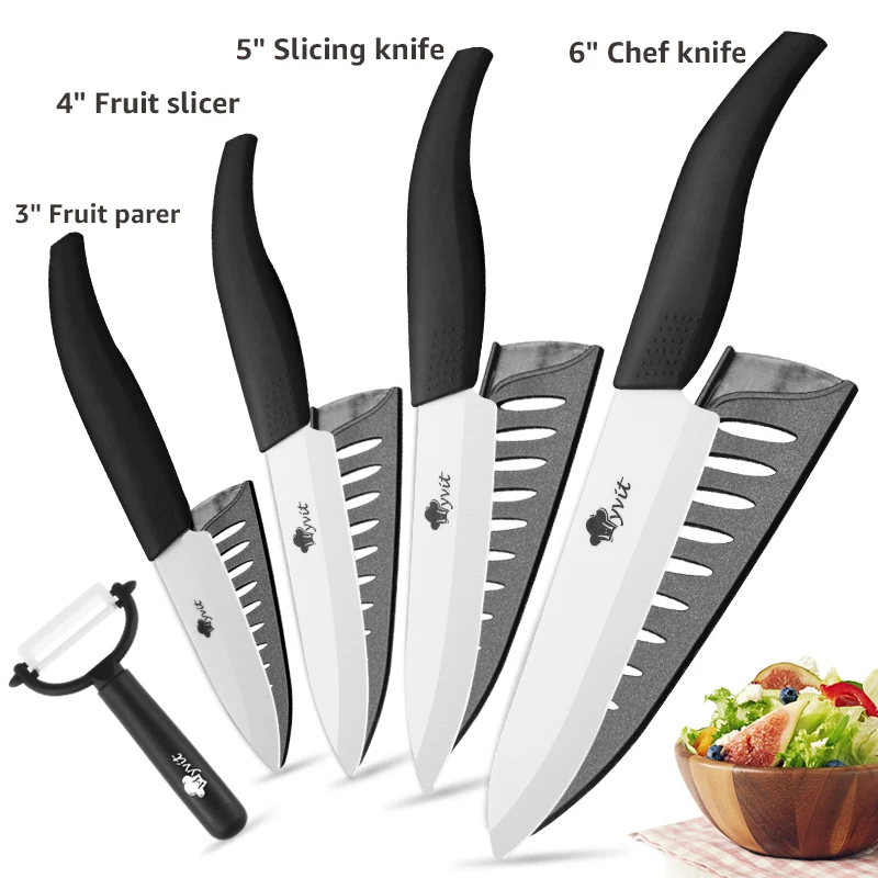 Zestaw noży ceramicznych z obieraczką Obierak 3456 cali peeler bk