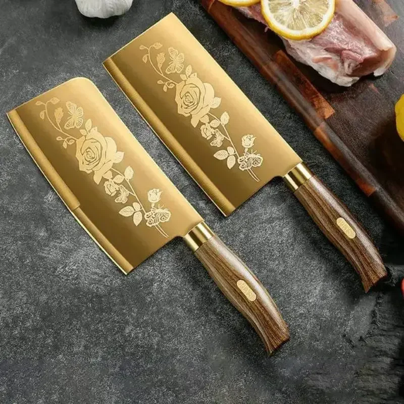 Zestaw noży kuchennych ze stali nierdzewnej ze złotym zdobieniem 2pcs