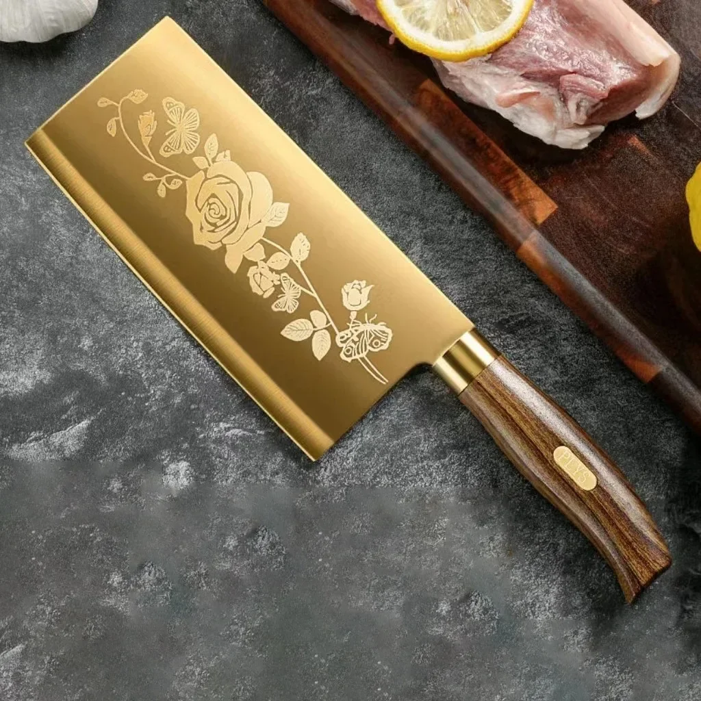 Zestaw noży kuchennych ze stali nierdzewnej ze złotym zdobieniem Kitchen knife