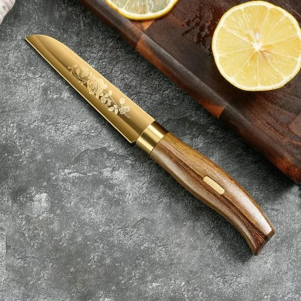 Zestaw noży kuchennych ze stali nierdzewnej ze złotym zdobieniem Paring knife