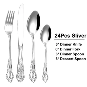 Zestaw sztućców ze stali nierdzewnej - 24 lub 30 sztuk Sliver