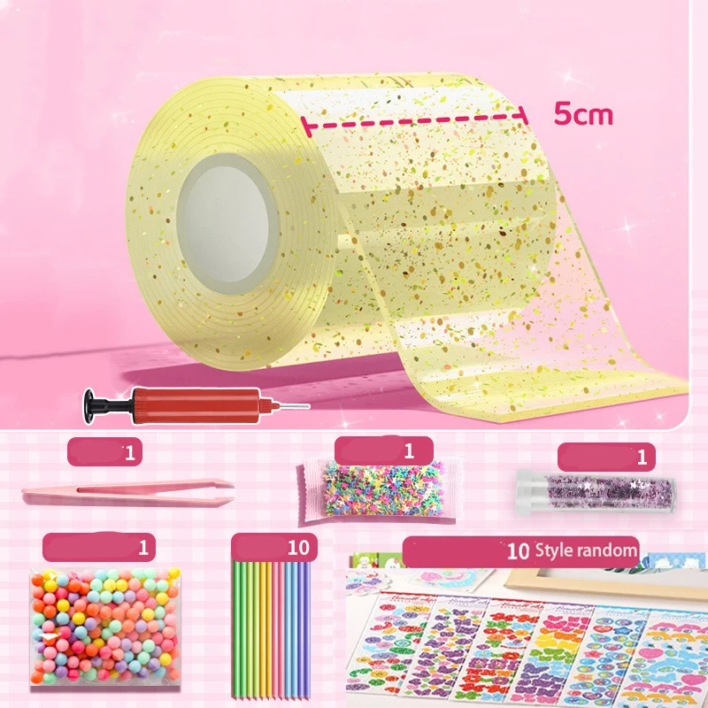 Zestaw taśmy nano DIY do baniek, kreatywna zabawka antystresowa Czarny