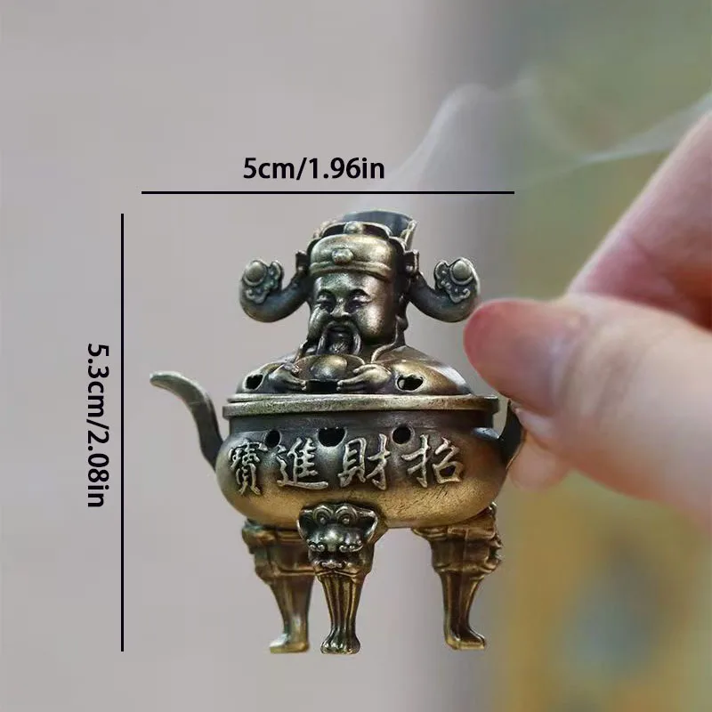 Złota kadzielnica kot szczęścia Feng Shui — stojak na kadzidła do medytacji Granatowy