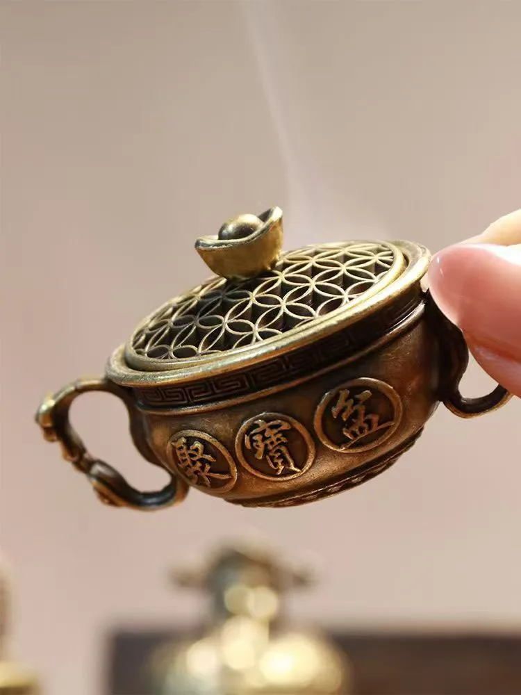 Złota kadzielnica kot szczęścia Feng Shui — stojak na kadzidła do medytacji Zielony