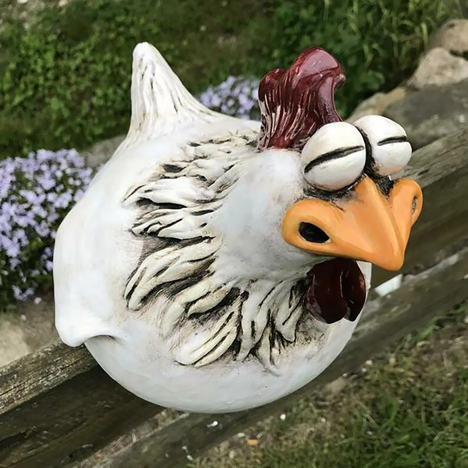 Żywiczna figurka kury - dekoracja na płot ogrodowy Ciemnoszary