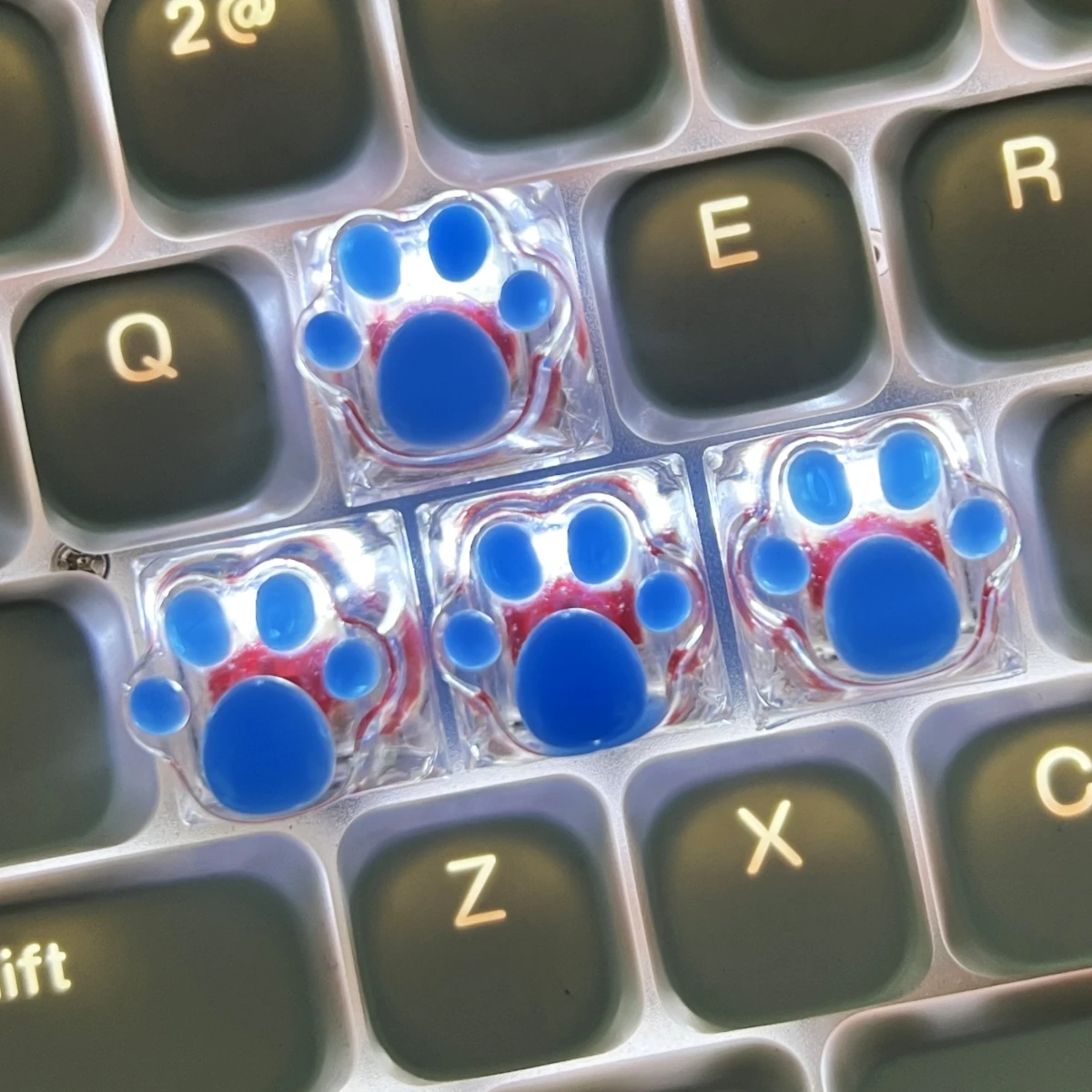 Żywiczne klawisze z motywem kocich pazurków (4 szt.) Niebieski